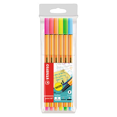 Estoig de 6 Stabilo point 88 colors fluorescents