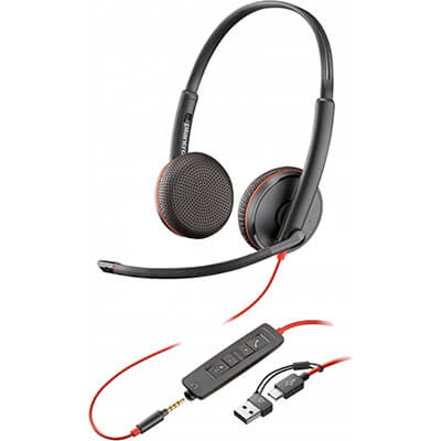 Auricular Poly Blackwire 3225 USB-C-3.5MMP-USB-C/A