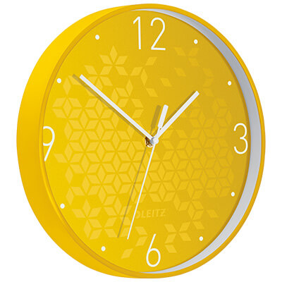 Reloj de pared silencioso Leitz WOW amarillo Ø29