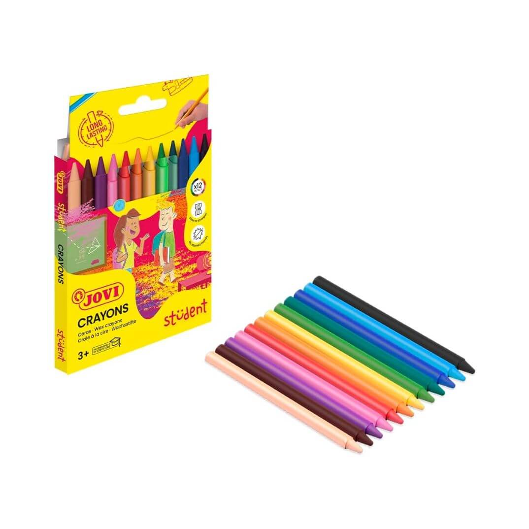 Caja 12 ceras Jovi plásticas colores surtidos