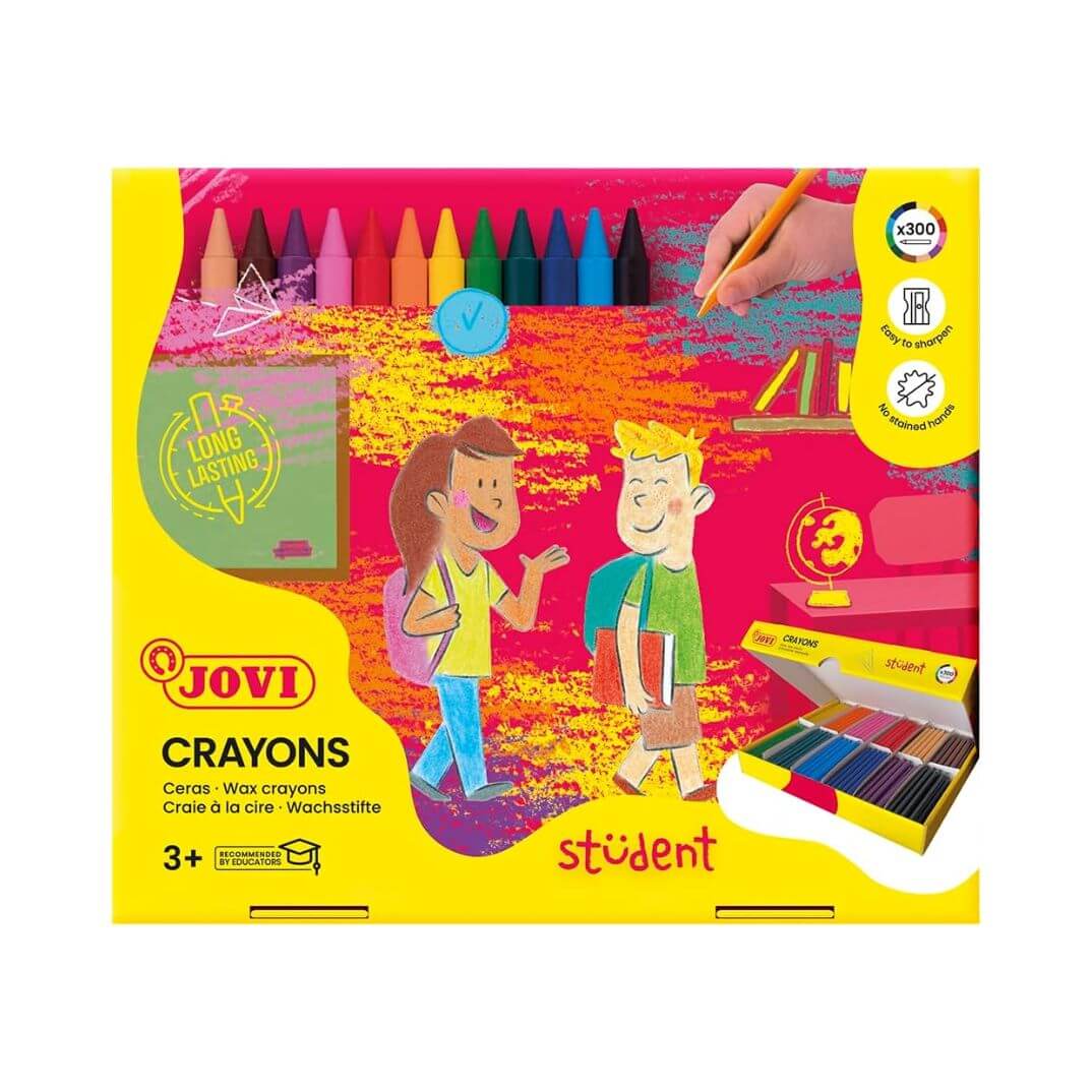Caja 300 ceras Jovi plásticas 12 colores surtidos