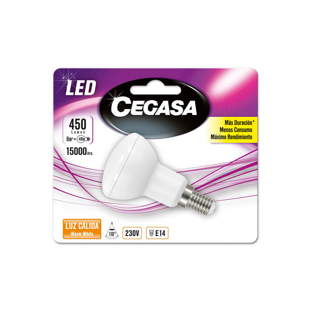 Bombilla Led  R50 6W 450 LM E14 cálida