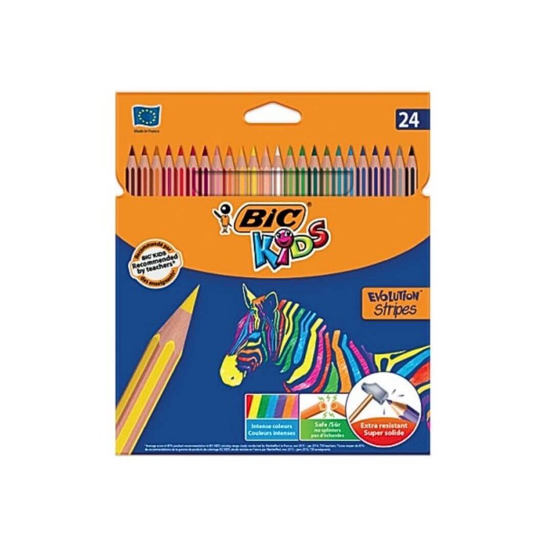 24 lápices Bic de colores EVO STRIPES