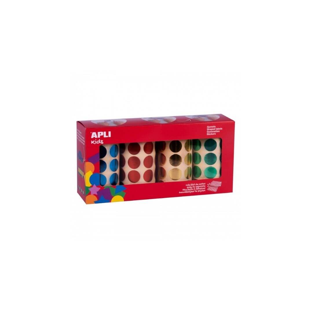 Pack rotllos de gomets metal·litzats rodons 20mm