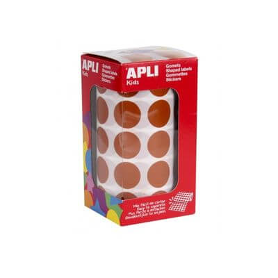 Rotllo de gomets adhesius rodons 20mm marrons