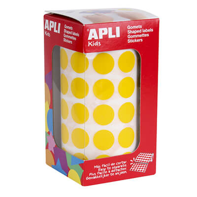 Rollo de gomets adhesivos 15mm amarillo