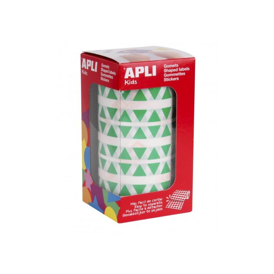 Rollo gomets triangulares 10.5 mm verdes