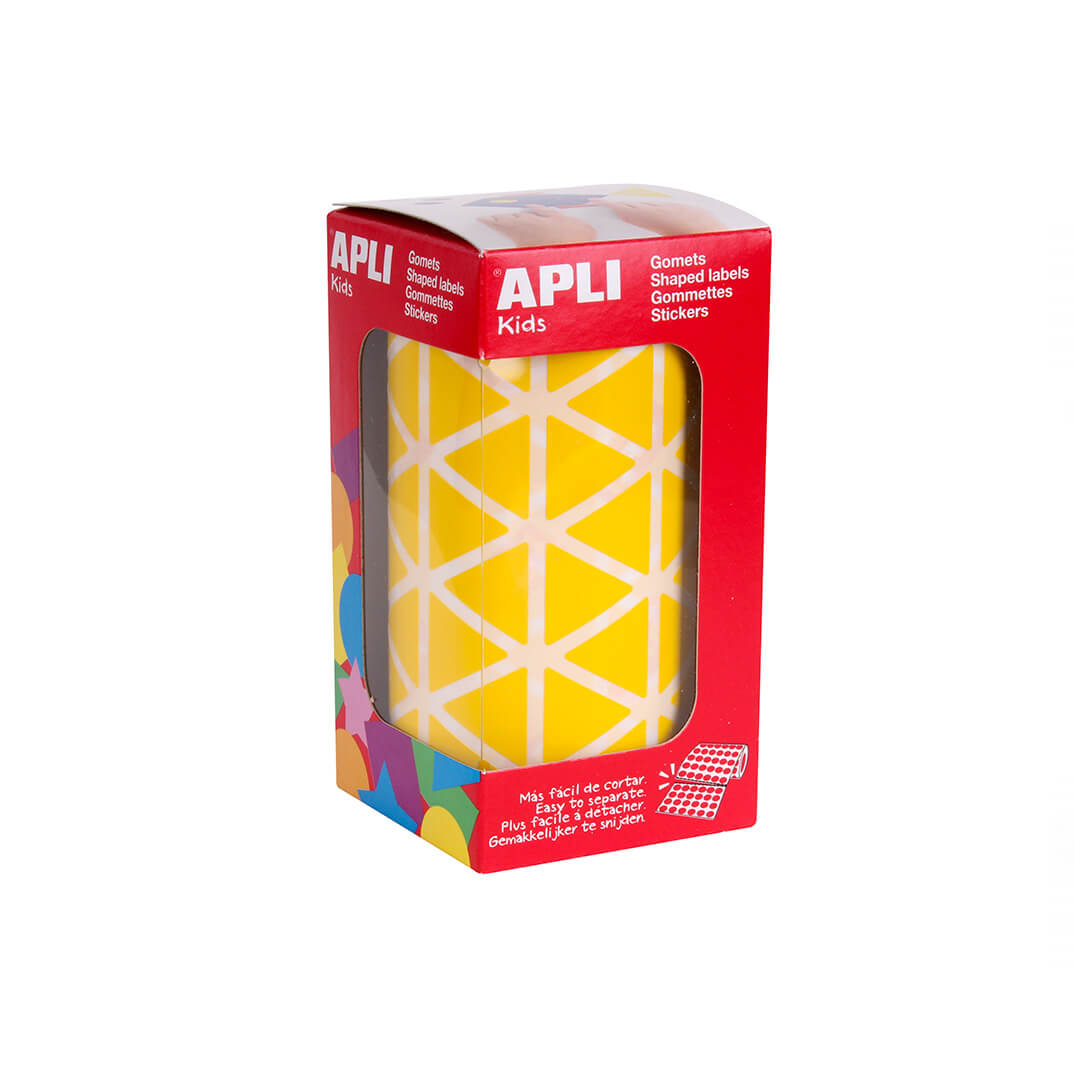 Rollo gomets adhesivos 20mm triangulos amarillo