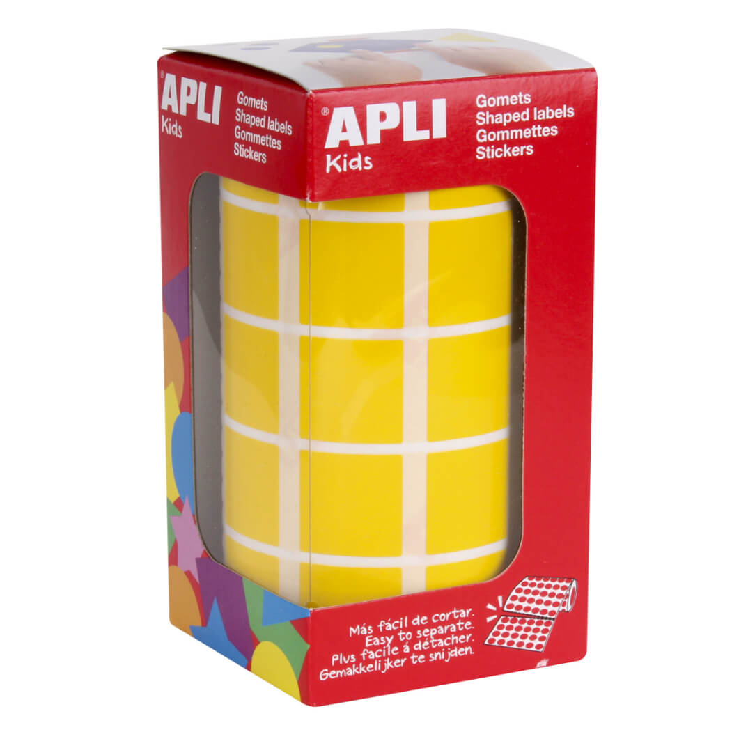 Rollo de gomets adhesivos 20x20mm amarillo