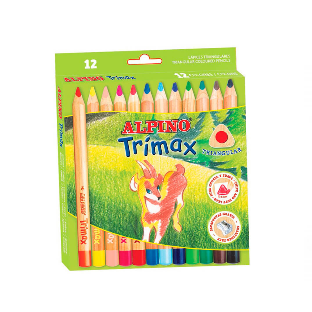 Estoig 12 llapis gruixuts Alpino Trimax colors