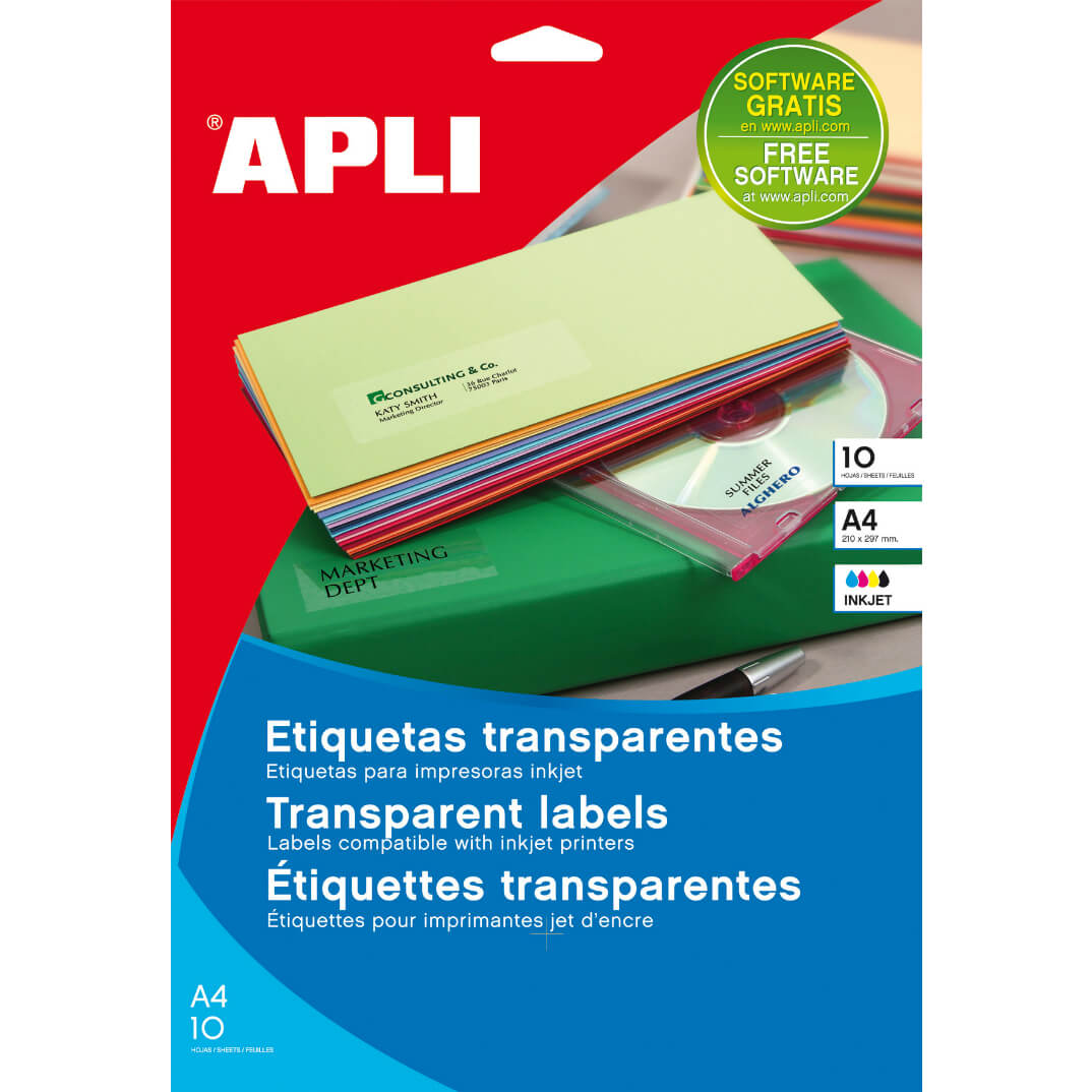 Paquete etiquetas transparentes cristal 99x38
