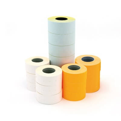 Pack 6 rollos Etiq. blancas 26x16mm C.Rectos Remov