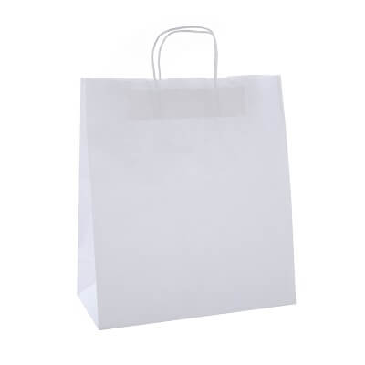 Paquete 50 bolsas asa papel 25x11x31cm blancas