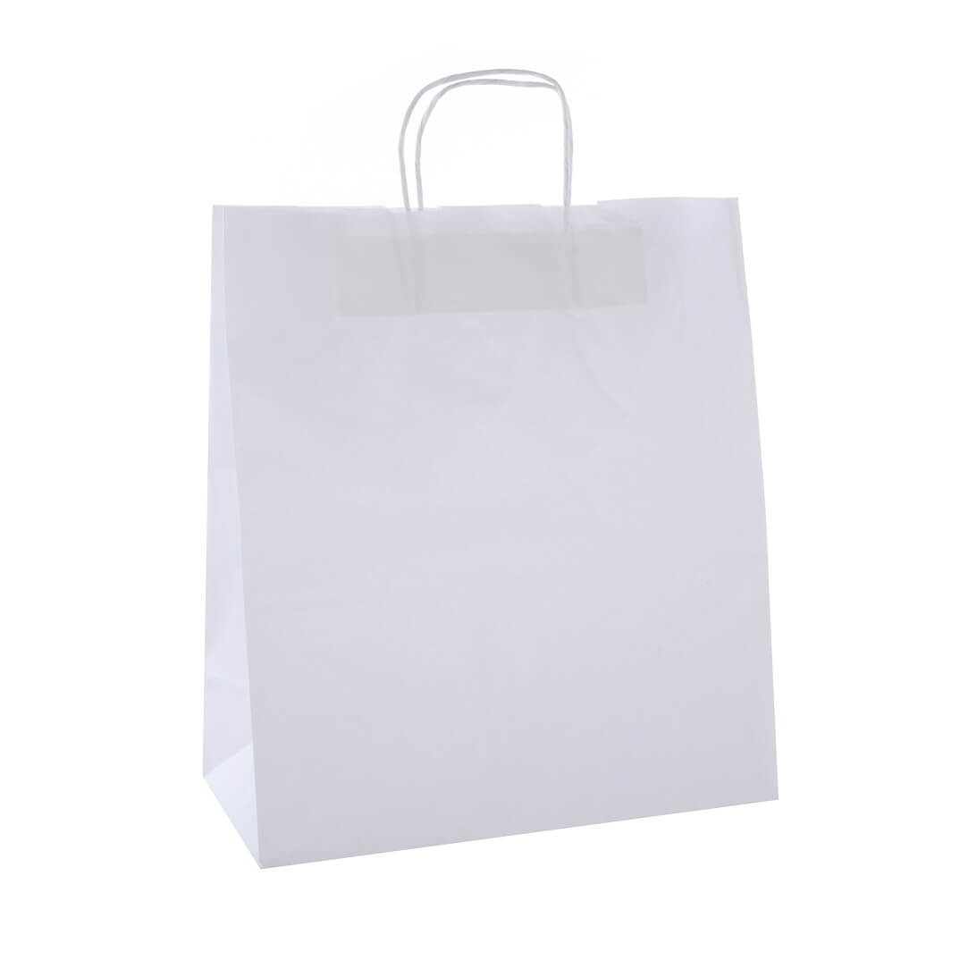 Paquete 50 bolsas asa papel 32x16x39cm blancas