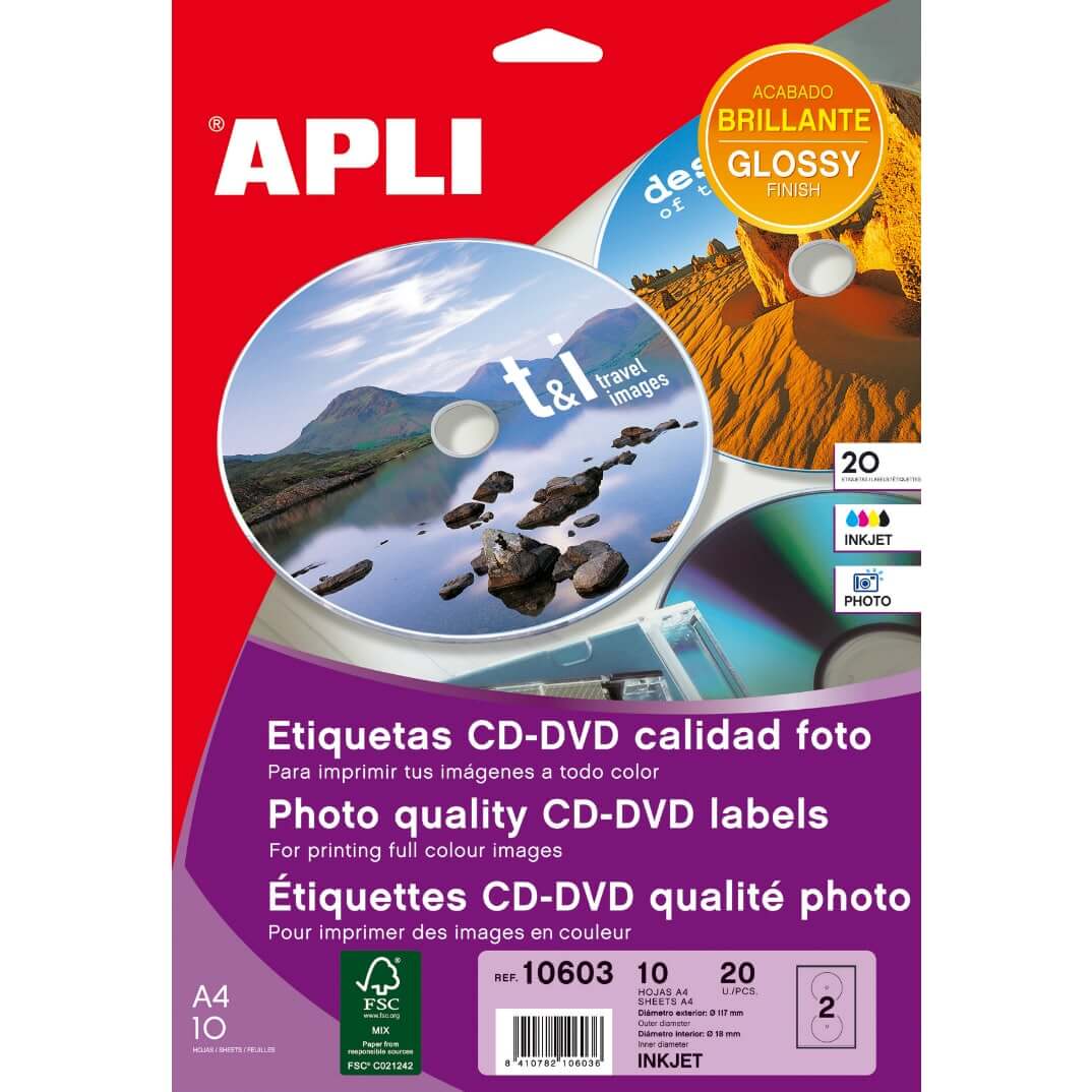 Etiquetas cd/dvd 117mm blancas