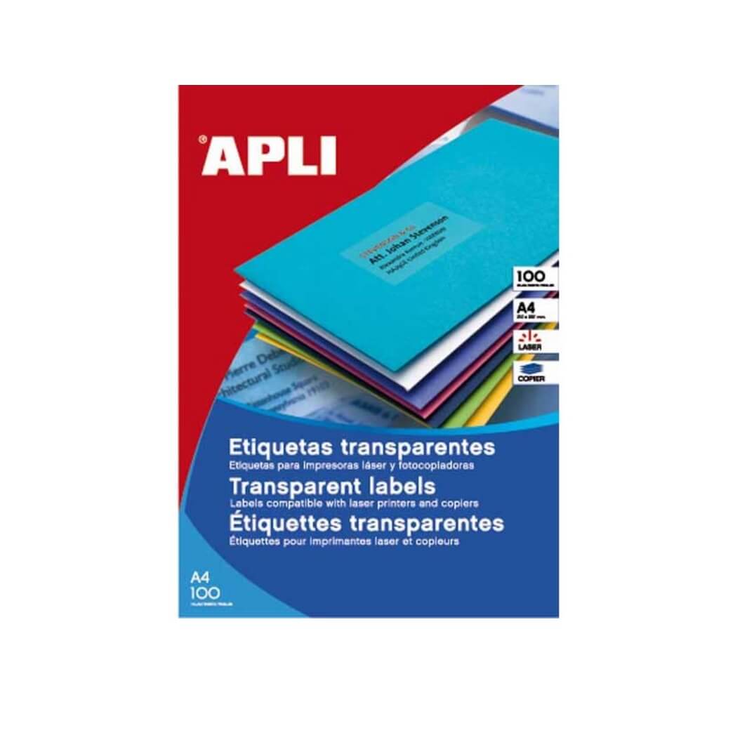 Caja etiquetas translucidas mate Apli 99,1x38,1