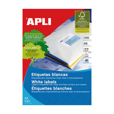 Etiquetes adhesives A3 297x420mm 100 fulls