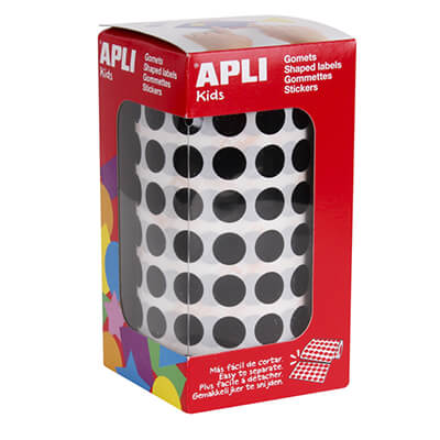 Rollo de gomets adhesivos 10,5mm negros