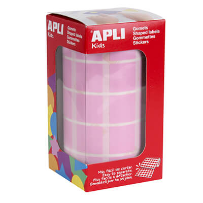 Rollo de gomets adhesivos 20x20mm rosa