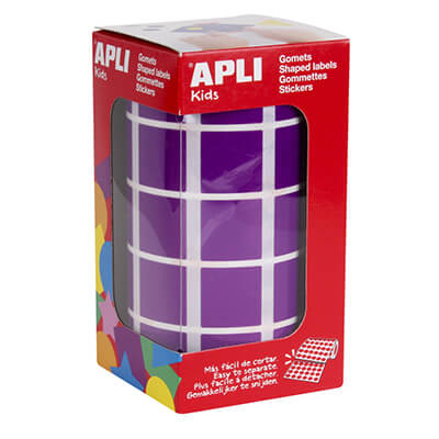 Rollo de gomets adhesivos 20x20mm lilas