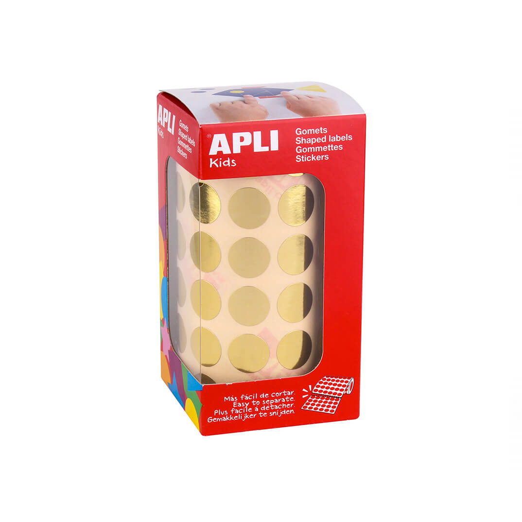Rotlle de gomets adhesius 15mm or metal·litzat