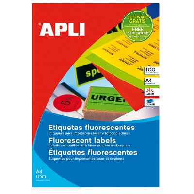 Etiquetas adhesivas A4 verde fluorescente (100h)