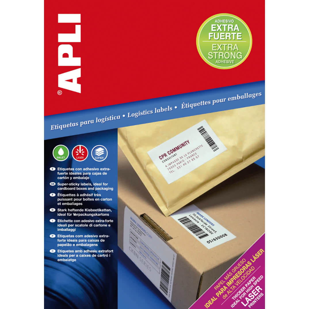 Etiquetes adhesives extre fortes Apli A4 105x37mm
