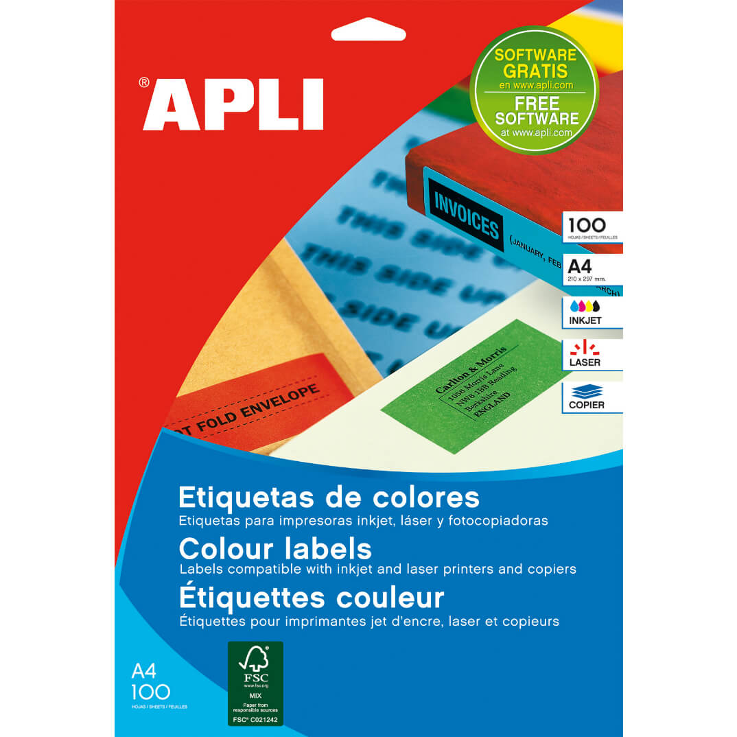 Etiquetes adhesives A4 color groc 210x297mm