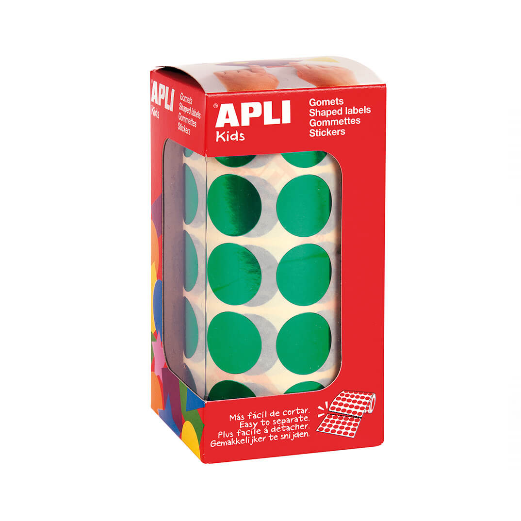 Rotllo de gomets adhesius 20mm verde metalitzat