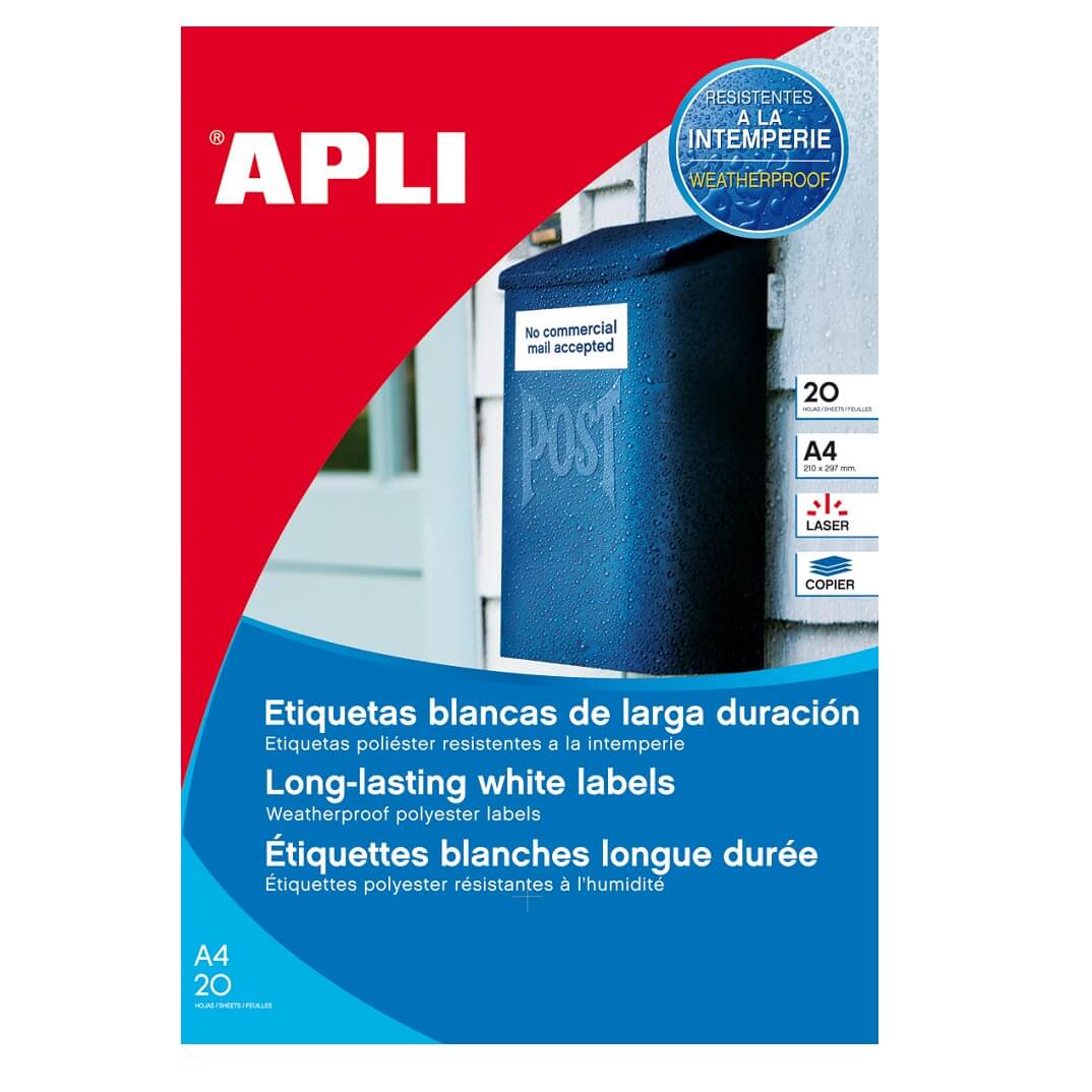 Etiquetas adhesivas intemperie A4 20h 99,1x38,1mm