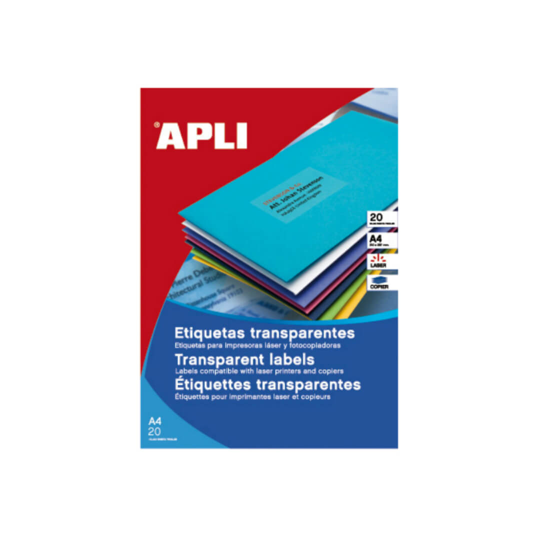 Etiquetas translucidas A4 cortadas 70x37mm (20 h)
