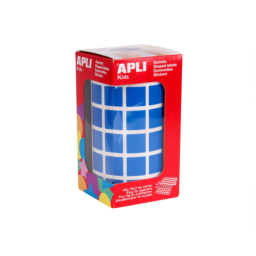 Rotllo gomets quadrats 15 mm blaus