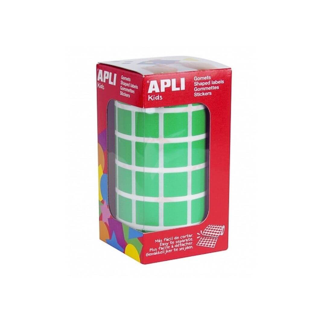 Rotllo gomets quadrats 15 mm verds