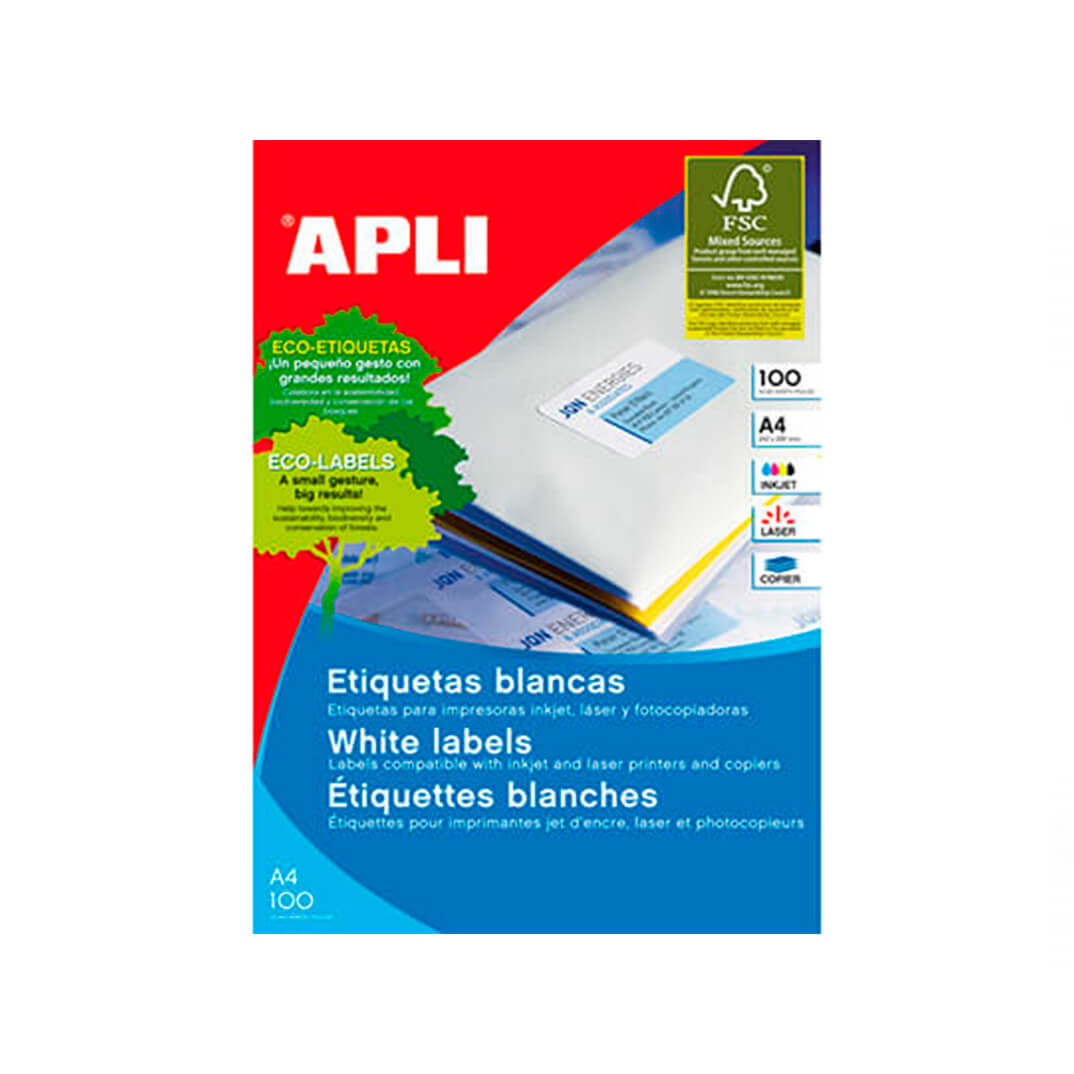 Etiquetas A4 Apli ø60mm caja 100h