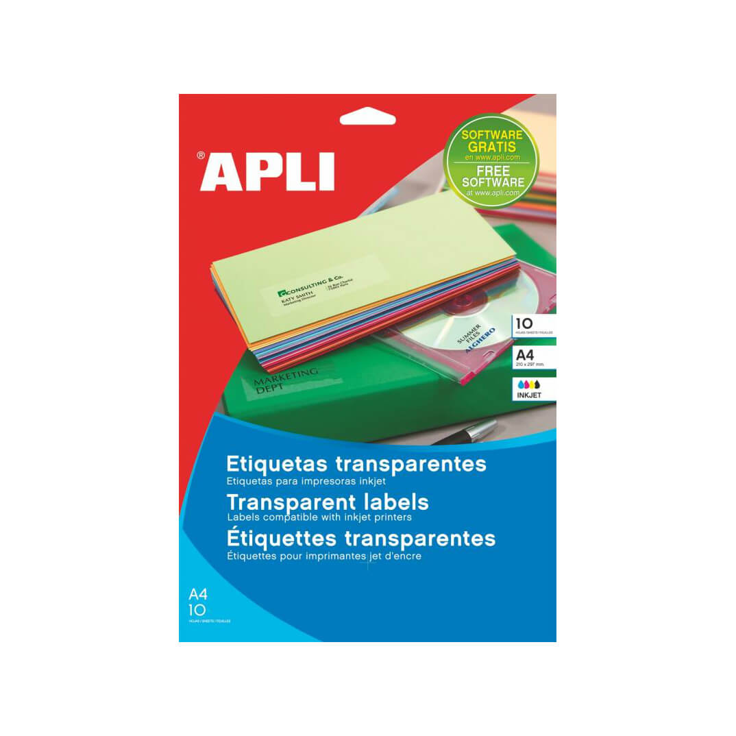 Etiquetas adhesivas transparentes Apli A4 105x148