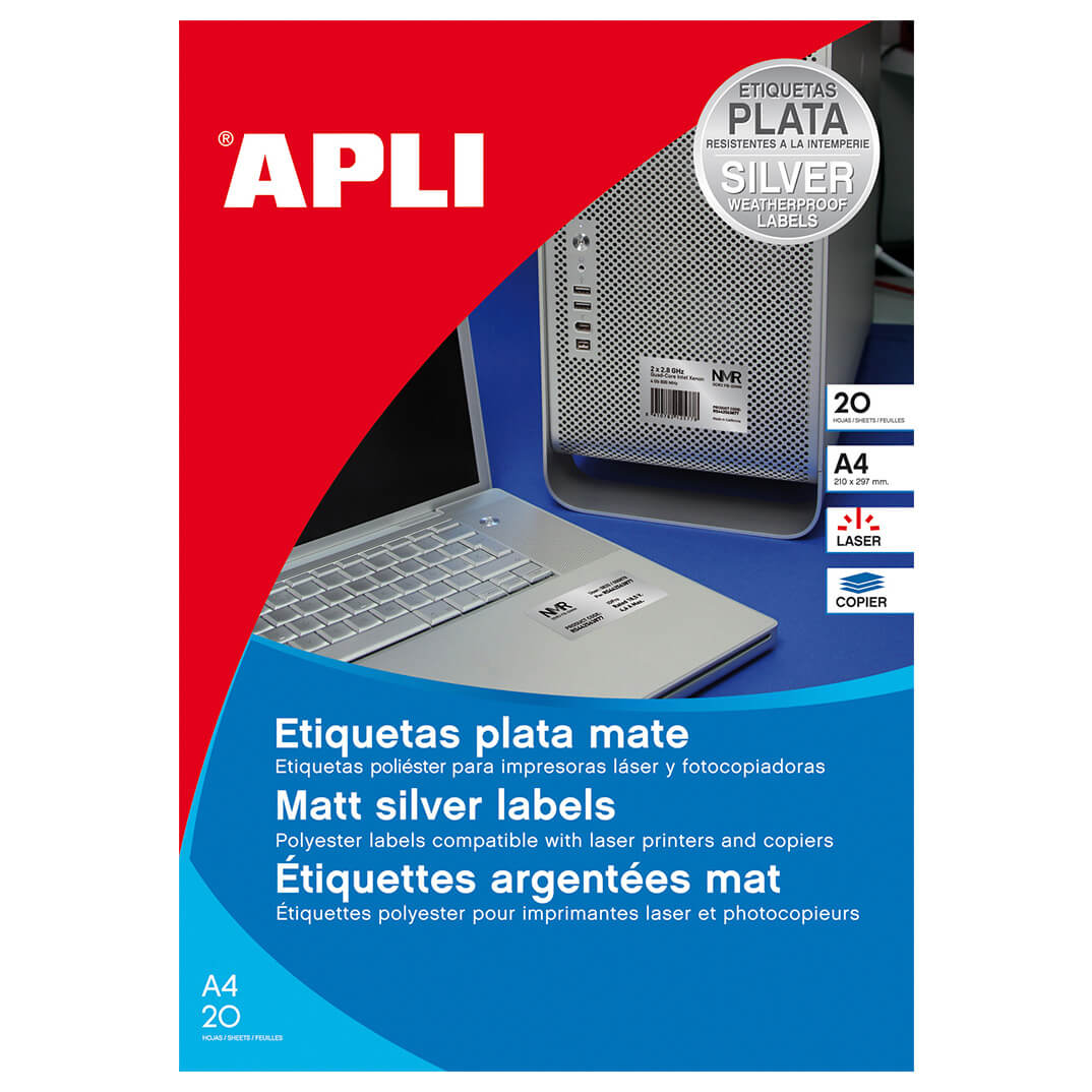 Etiquetes Apli metal·litzades plata Ø 40,0 mm