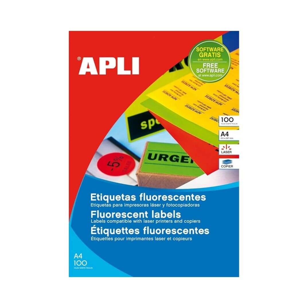 Etiquetes adhesives Apli 64x33,9mm groc fluor