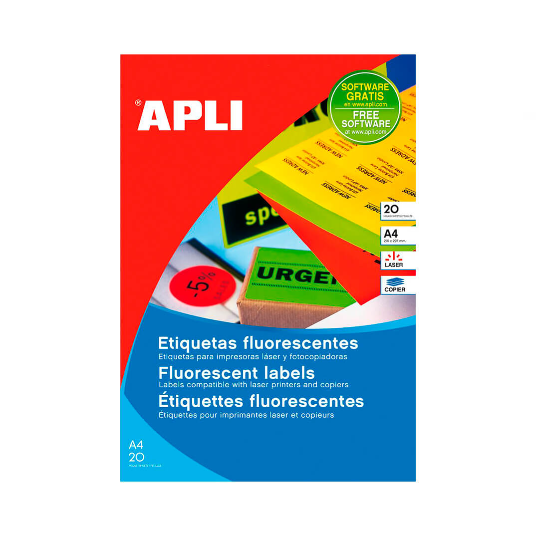 Etiquetes adhesives Apli 99,1x67,7mm verd flúor