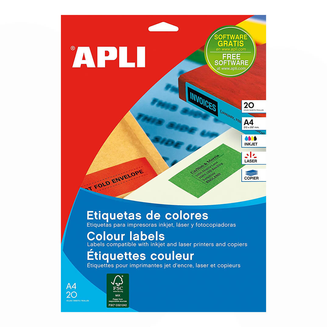 Etiquetes adhesives Apli 105x148mm color vermell