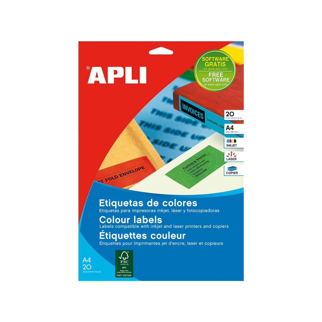Etiquetes adhesives Apli 105x148mm color verd