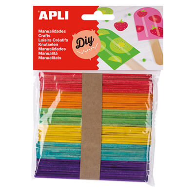 Palos polo de madera Apli colores surtidos (50u)