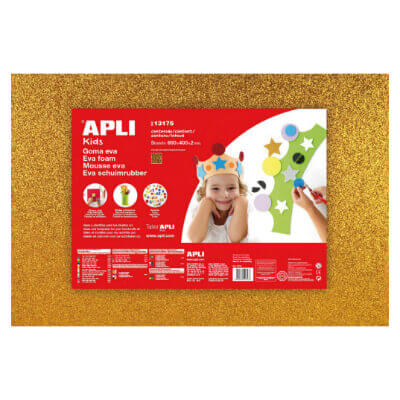 Goma EVA 600x400mm oro purpurina (pack 3u)