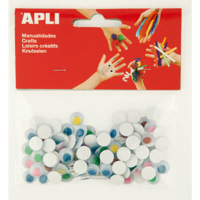 Ulls mòbils pupil·la adhesius color (100u)