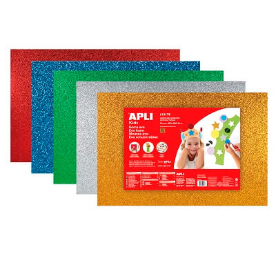 Goma EVA 600x400mm purpurina colors assortits