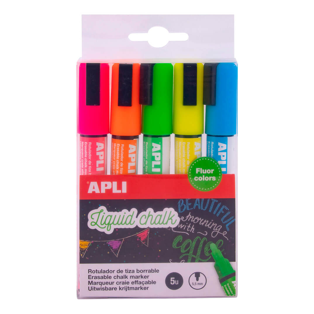 Pack 5 retolador de guix Apli colors assortits