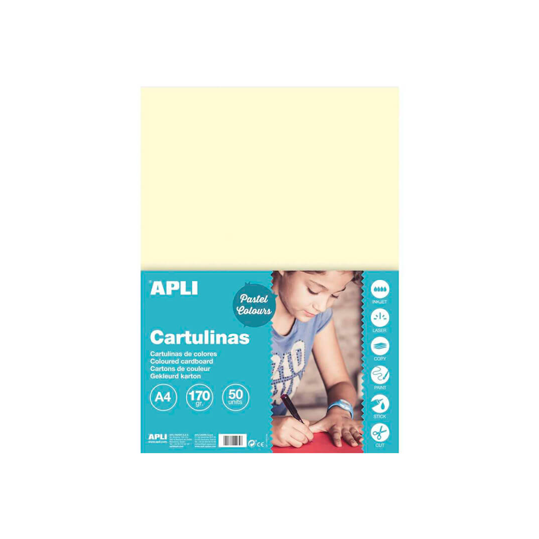 Pack 50 cartulinas A4 170g marfil