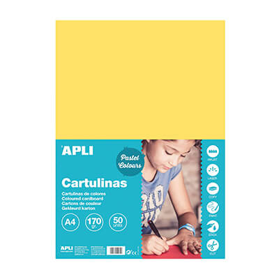 Pack 50 cartulinas A4 170g amarillo claro