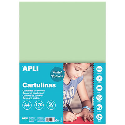 Pack 50 cartolines A4 170g verd maragda