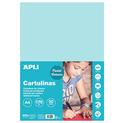 Pack 50 cartolines A4 170g blau clar
