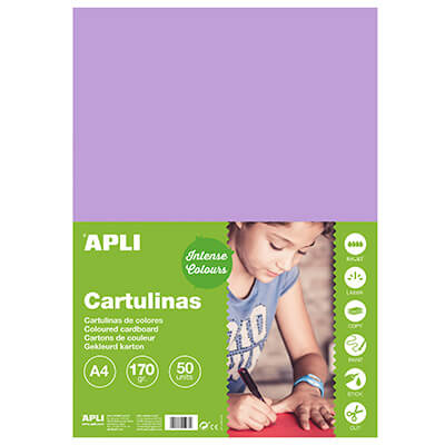 Pack 50 cartulinas A4 170g violeta